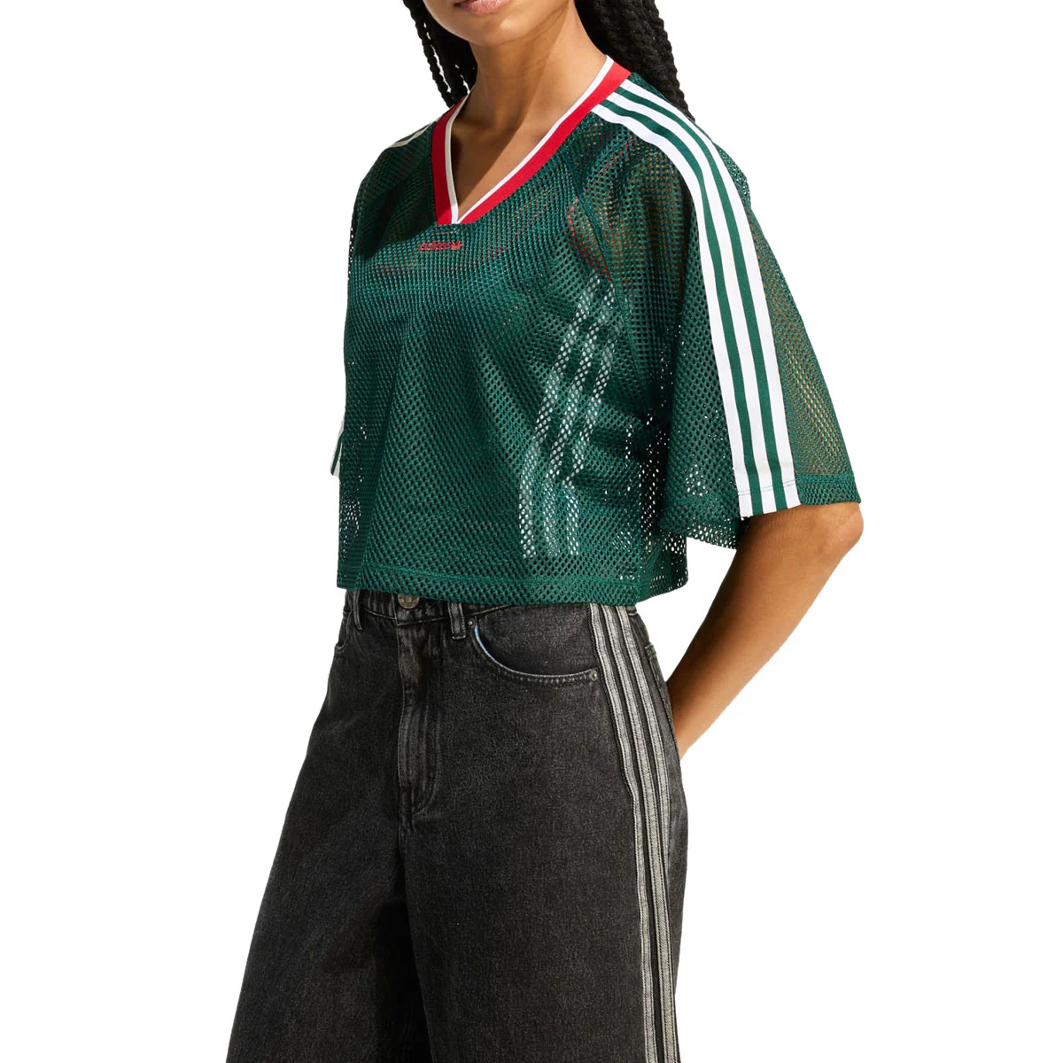 Adidas Womens Mesh Cropped T-Shirt - Collegiate Green