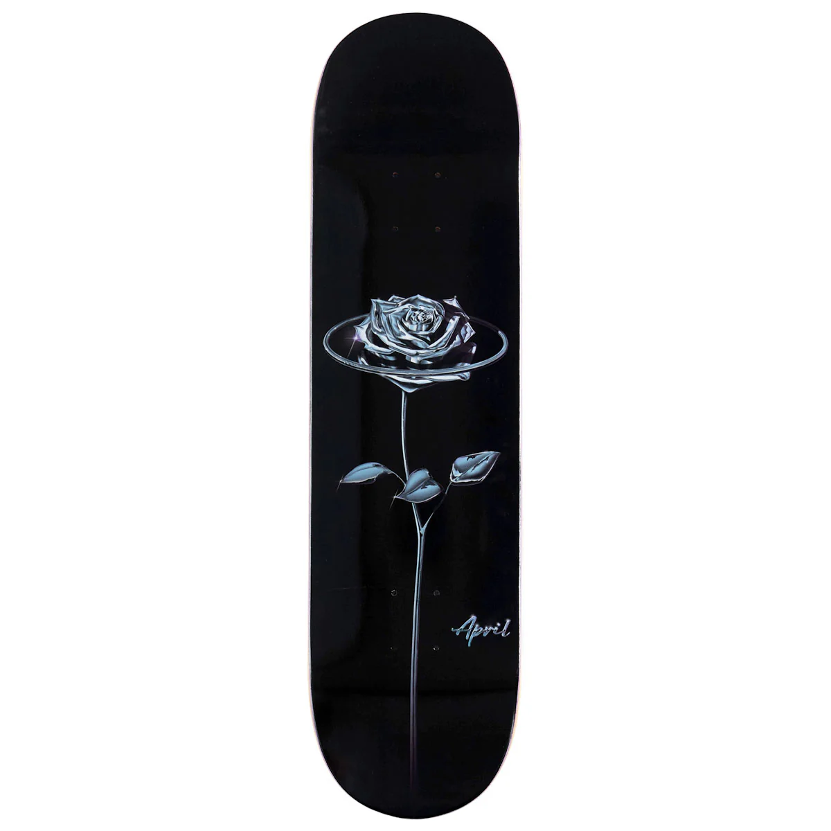 April Chrome Rose Skateboard Deck - Black - 8.25"