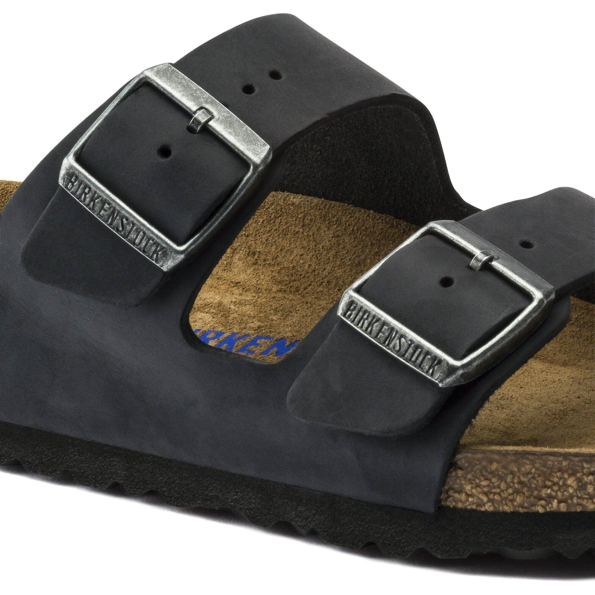 Birkenstock Womens Arizona Soft Footbed Sandals - Black Oilded Leather - Image 5