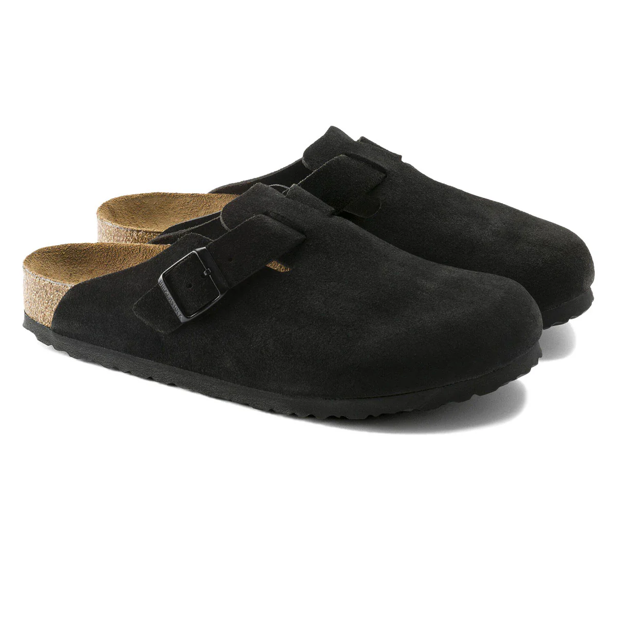 Birkenstock Womens Boston Soft Footbed Sandals - Black Suede - Image 2