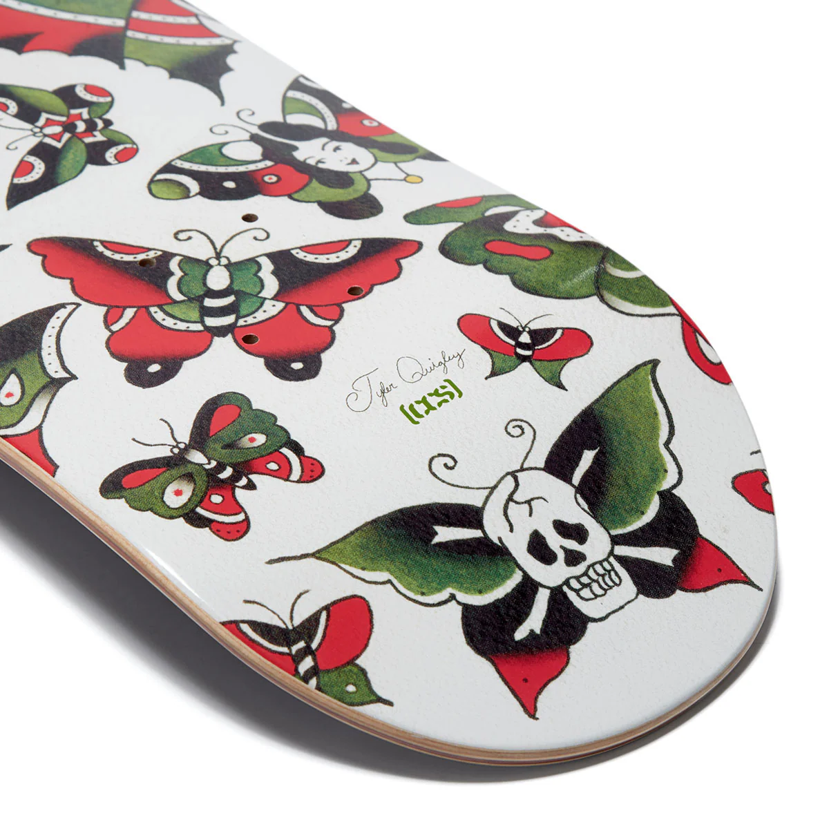 CCS x Tyler Quigley Flash Butterflies Skateboard Deck - White - Image 4