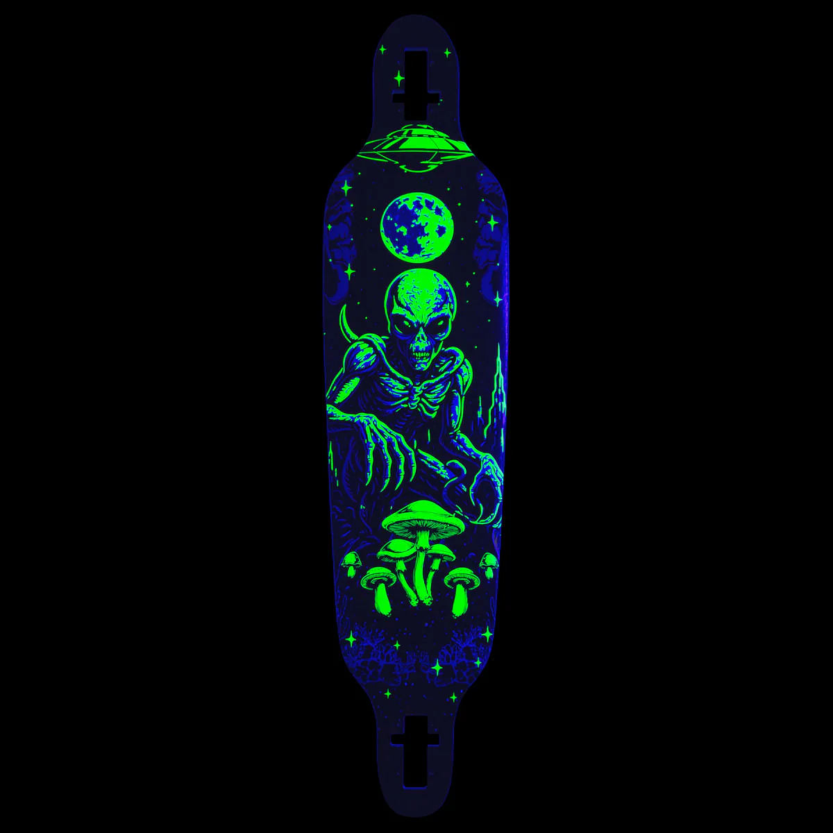 Daddies Mall Poster Blacklight Drop Thru Longboard Deck - Black/Glow - Image 2