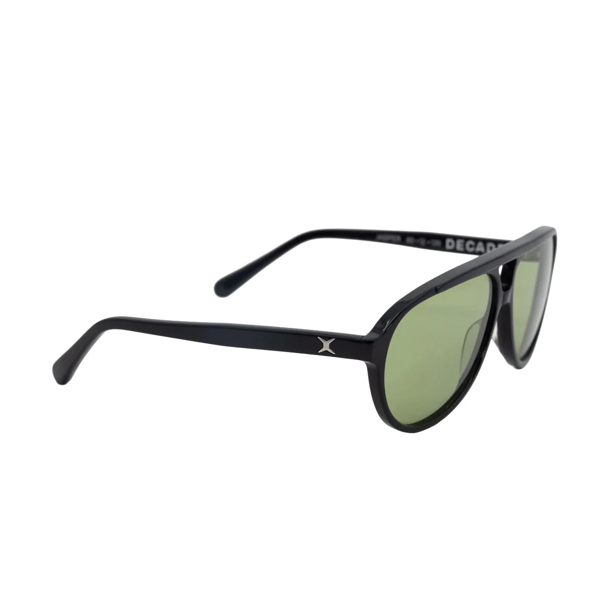 Decade Jasper 80s Sunglasses - Gloss Black Acetate/Green CR39