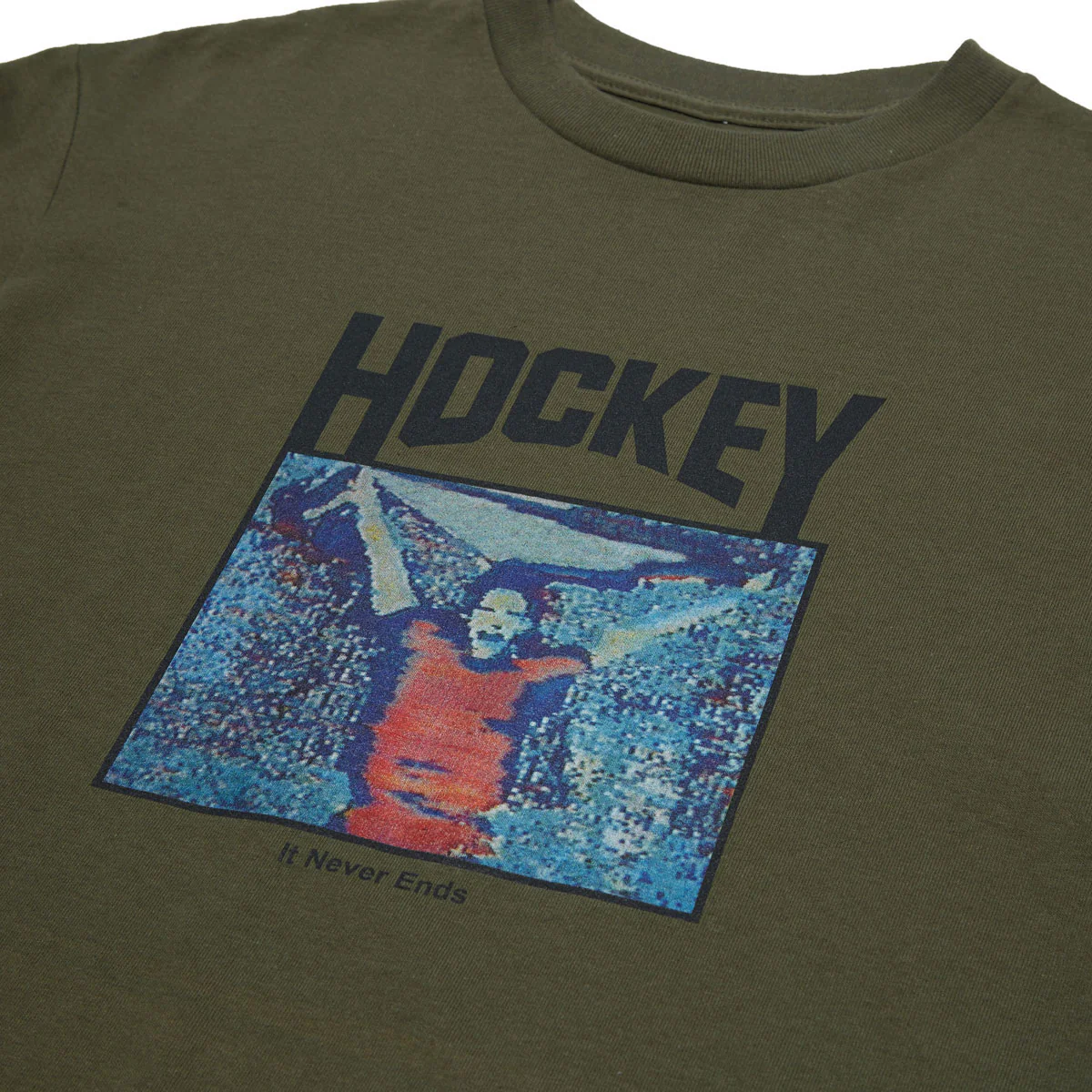 Hockey It Never Ends T-Shirt - Army - Image 2
