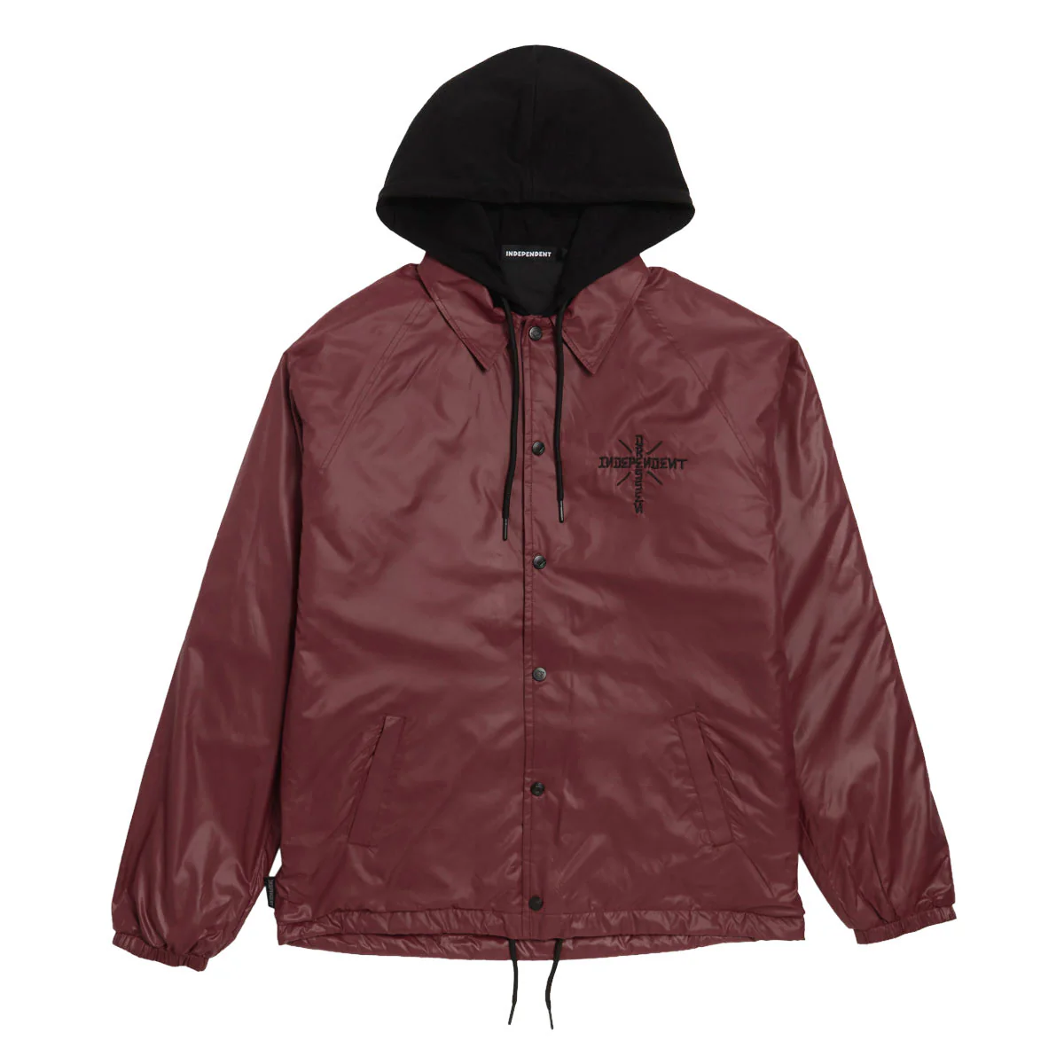Independent Dressen Skull Rose Hooded Windbreaker Jacket - Burgundy