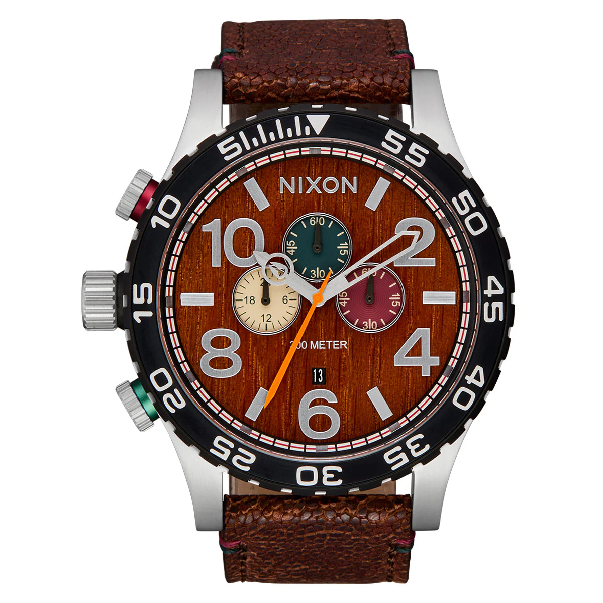 Nixon 51-30 Chrono Watch - Silver/Rosewood/Chocolate