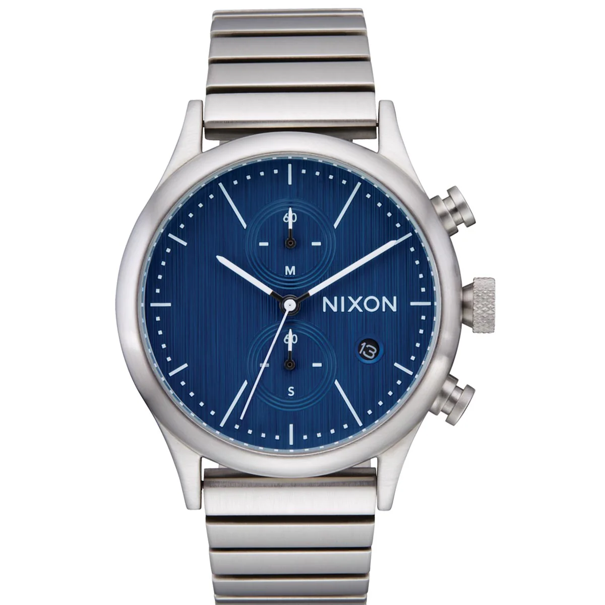 Nixon Station Chrono Watch - Silver/Indigo