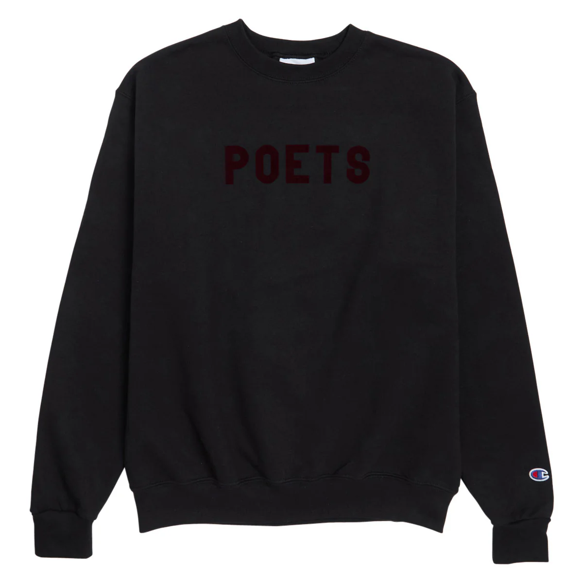 Poets OG Poets Flocked Crew Sweatshirt - Black/Burgundy Flocking