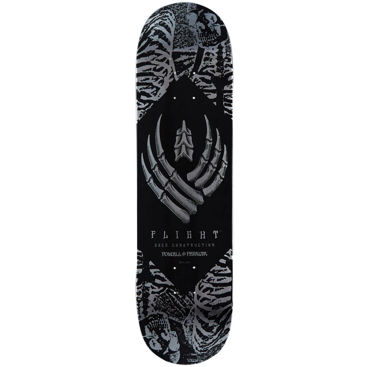 Powell-Peralta Flight Skeleton Skateboard Deck - Silver Foil - 8.25"