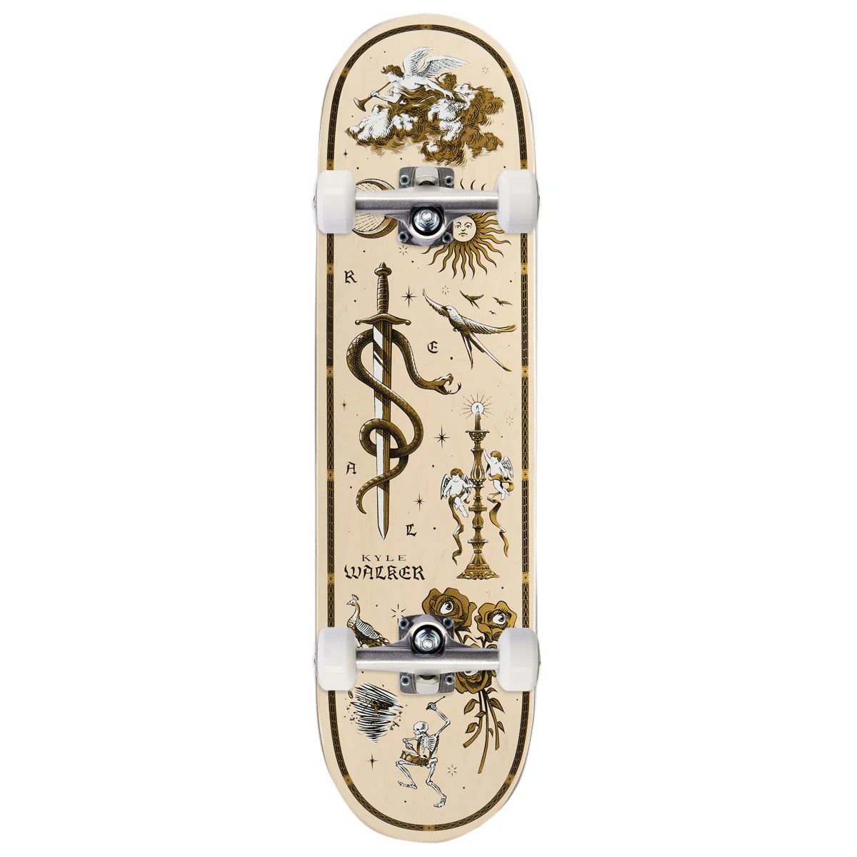 Real Kyle Engraved Skateboard Complete - White - 8.38"