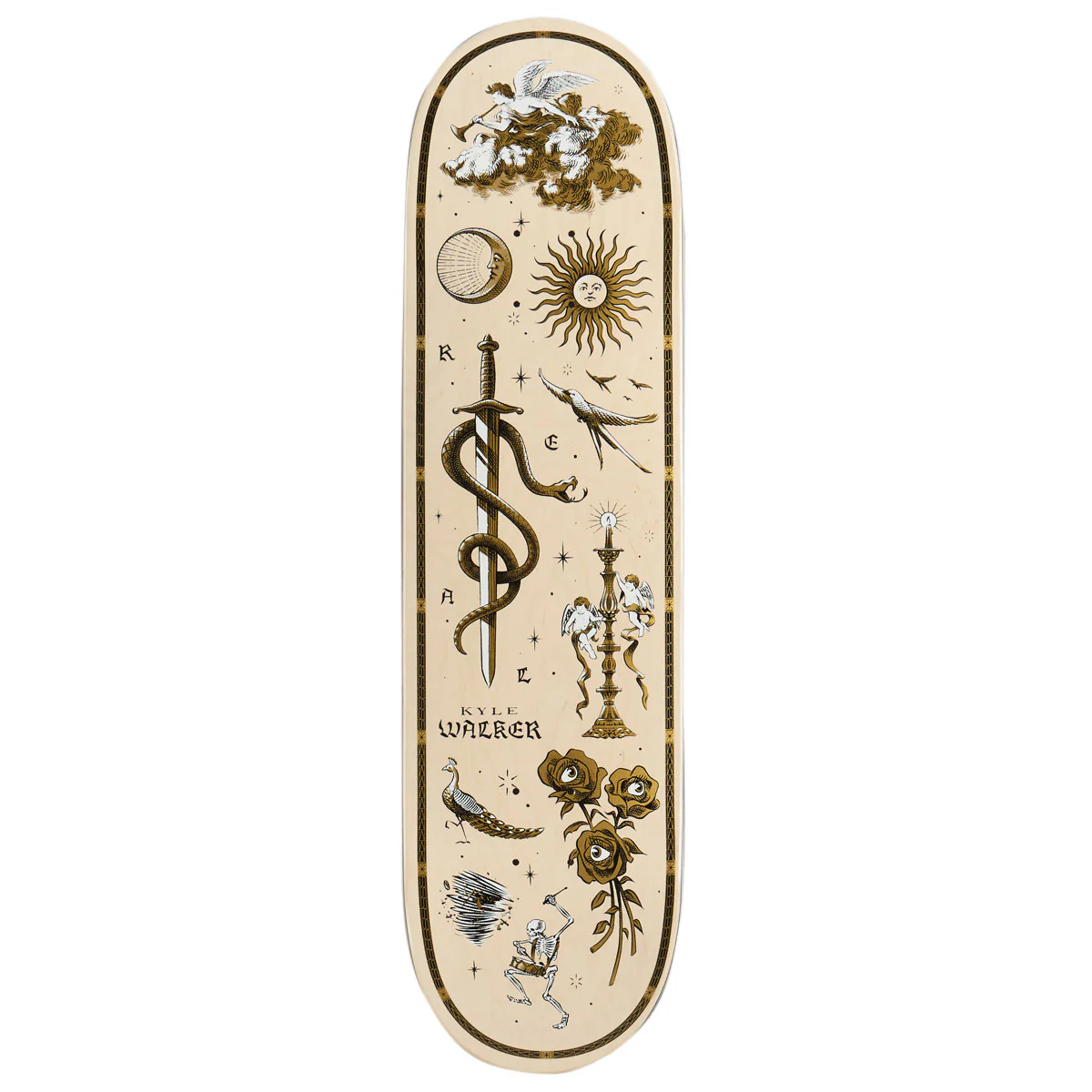 Real Kyle Engraved Skateboard Deck - White - 8.38"