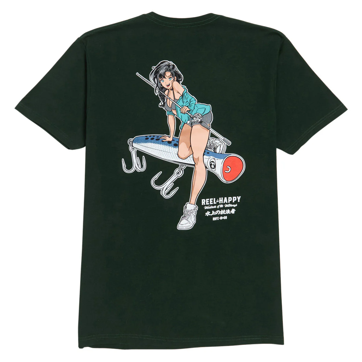 Reel Happy Popper T-Shirt - Forest Green