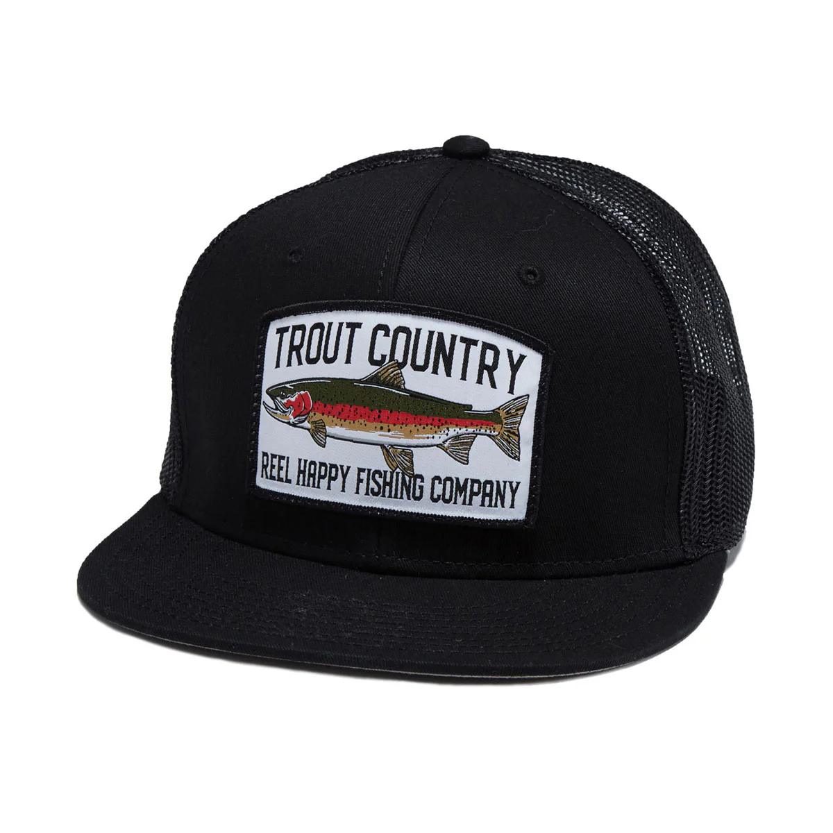 Reel Happy Trout Country Trucker Hat - Black