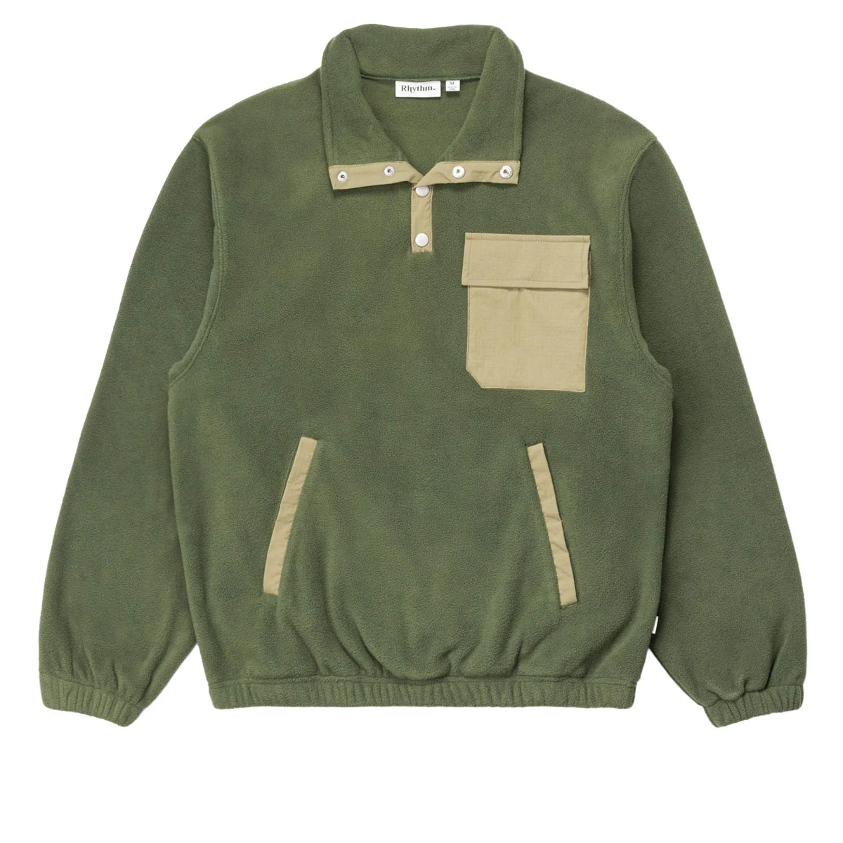 Rhythm Floresta Button Fleece Sweatshirt - Dark Green