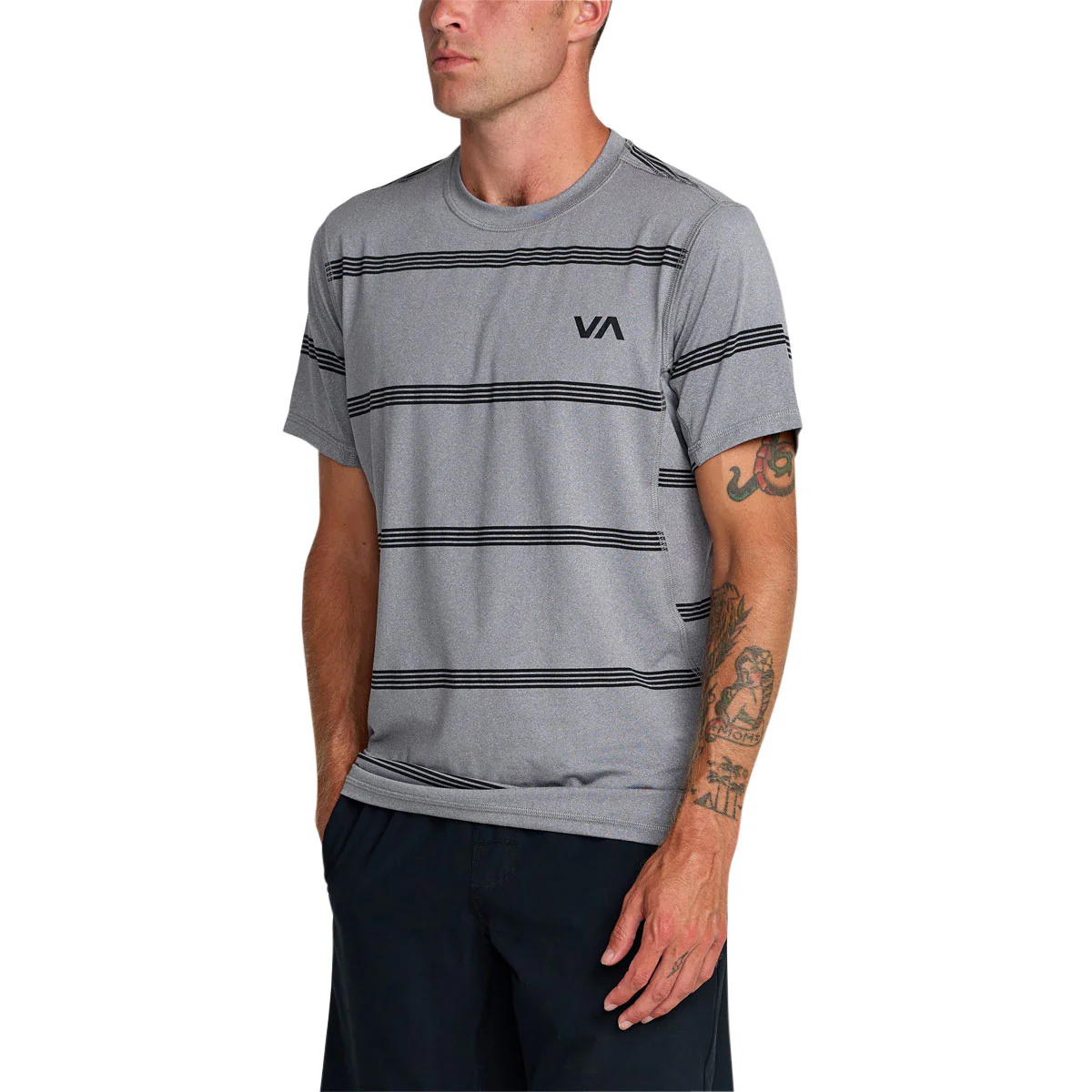 RVCA Sport Vent Stripe Shirt - Heather Grey - Image 4