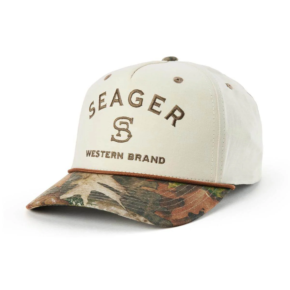 Seager Branded Snapback Hat - Cream/Camo