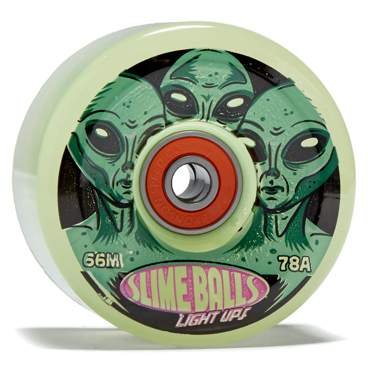 Slime Balls Friends of Planet 9 Light Ups OG Slime 78a Skateboard Wheels - Glow In The Dark - 66mm