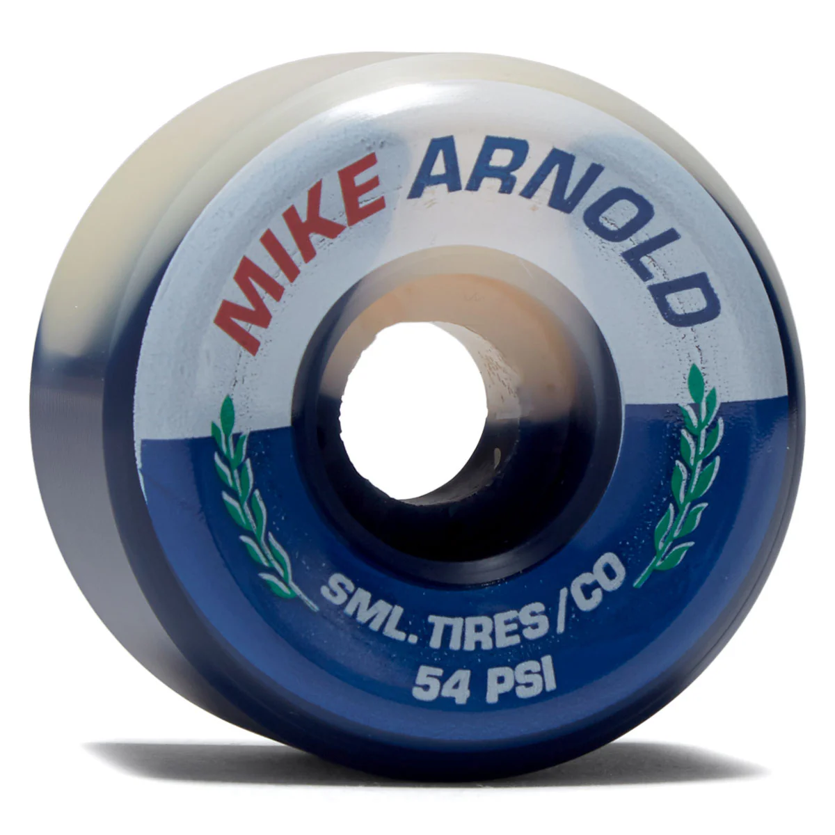 SML Street Tires Mike Arnold 99a XL V-Cut Skateboard Wheels - Natural/Blue Split Urethane - 54mm