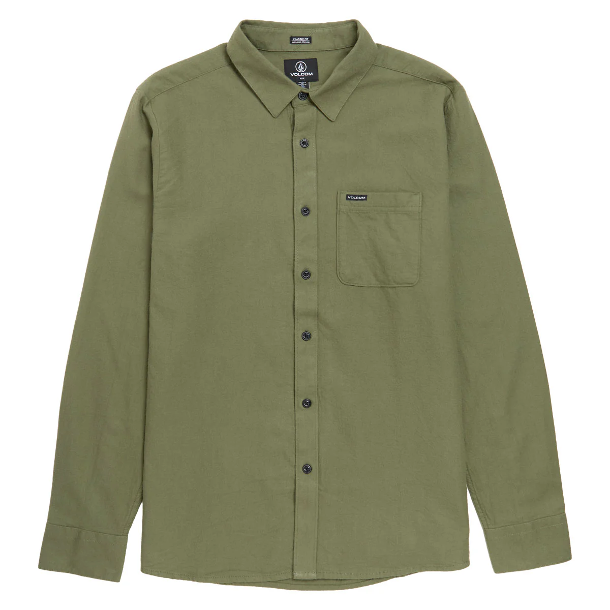 Volcom Caden Solid Long Sleeve Shirt - Dark Olive