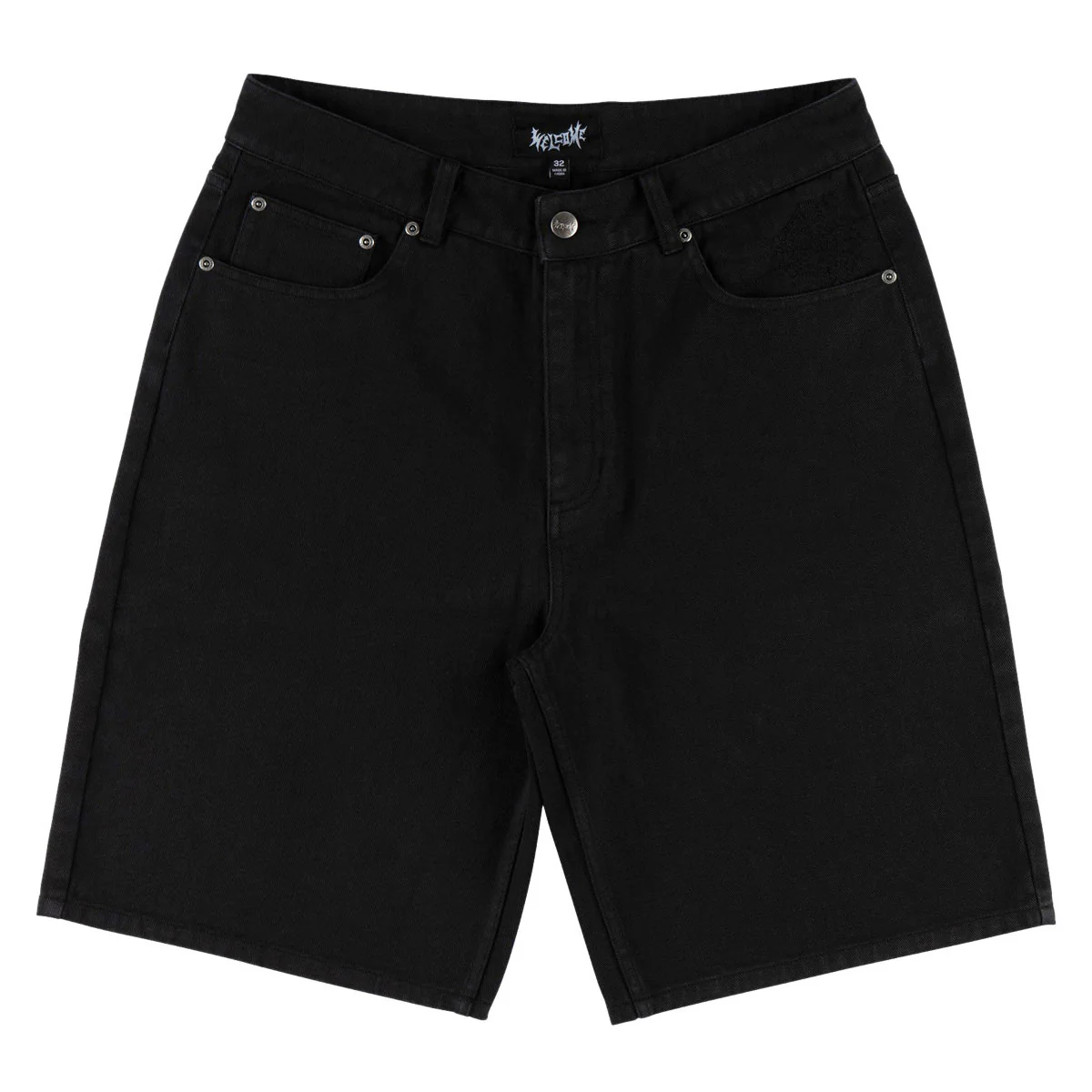 Welcome Chasm Baggy Denim Shorts - Washed Black